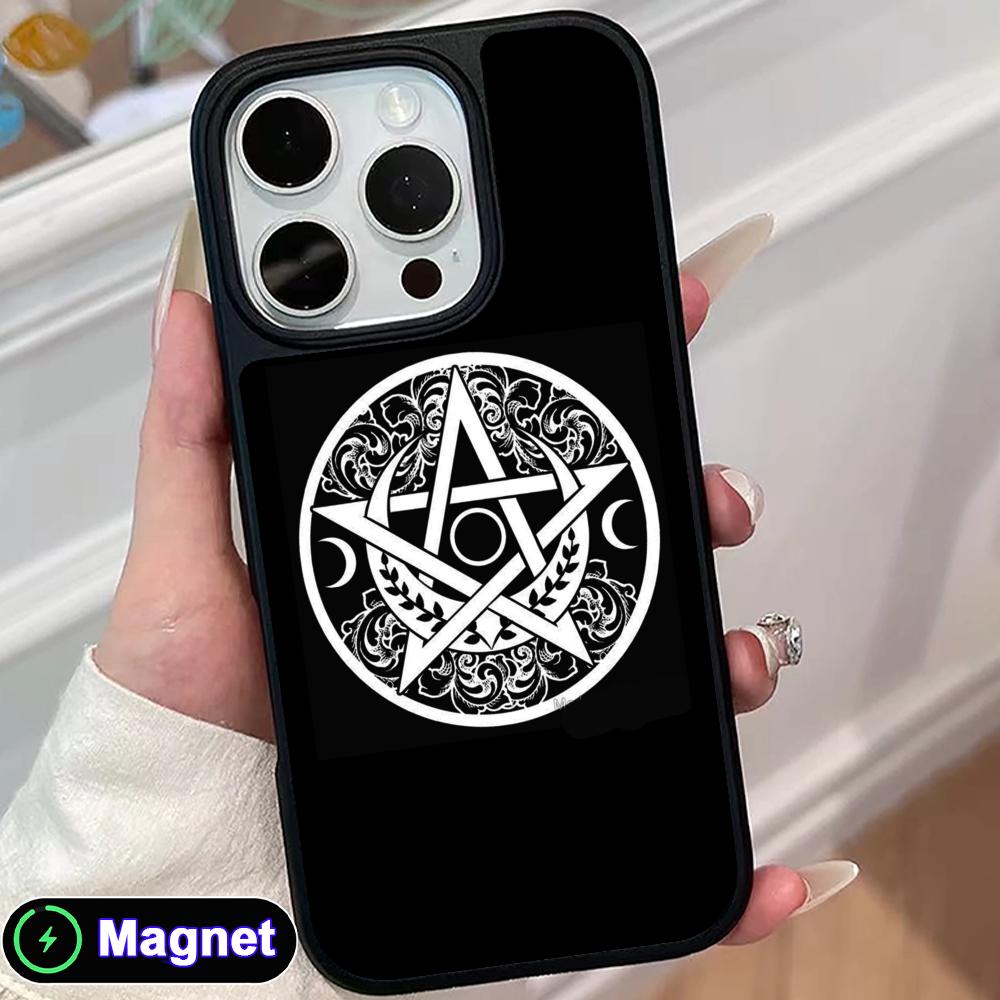 Aesthetic Pentagram Phone Case for iPhone 17 16 15 14 13 12 11 Air Pro Max Plus Matte Surface Magsafe Cover