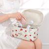 1Pc Cherry Printing Makeup Bag Quilted Makeup Bag Large Flower Makeup Bag Women'S Cotton Makeup Bag Flower Travel Wash Bag