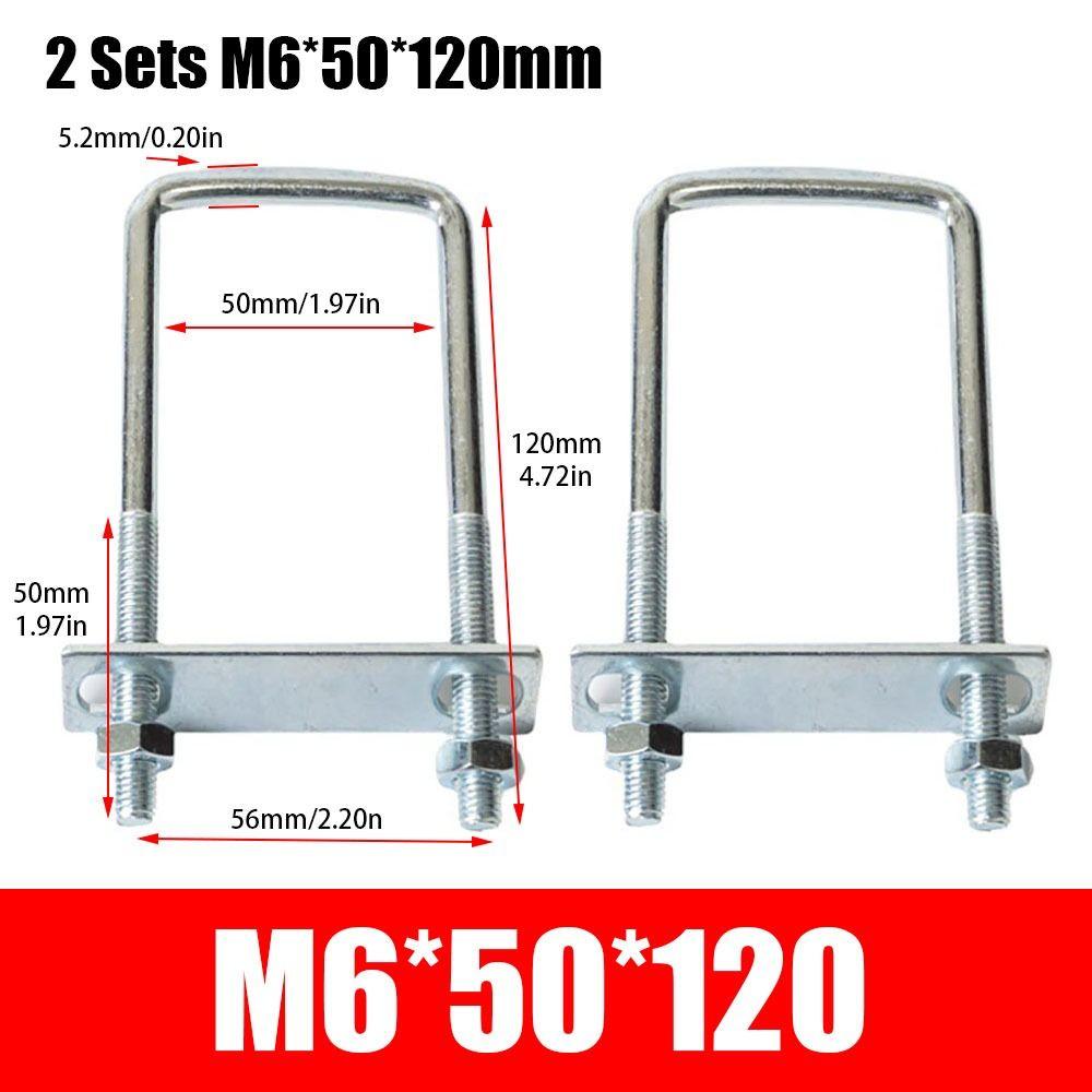 2Sets With Baffle Pipe U-clamp Iron Squa Bolt New Square Clamp