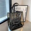 Today's Popular Large-capacity Tote Bag Women's Spring New Bear Printing Transparent Jelly Shoulder Bag