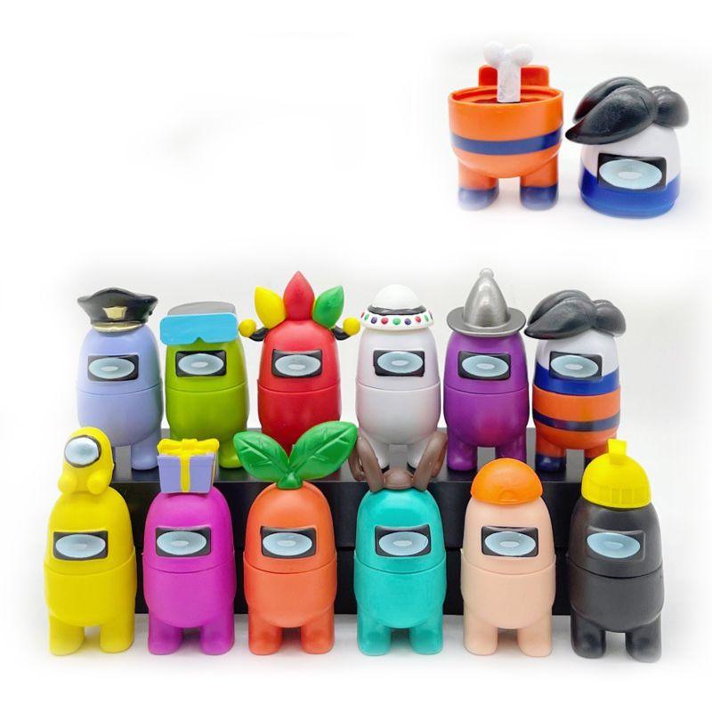 12pcs Among Christmas Us Action Figure Crewmate Impostor Game Car Decor Desktop