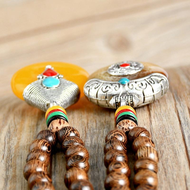 GemChic женские новые винтажные деревянные бусины янтарный кулон длинное ожерелье классическая этническая мода день рождения рождественский подарок на ювелирные изделия