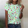 Summer Women's 3D Printed T-shirt Street Clothing Casual Short Sleeved Top Retro Colored Rose Large T-shirt