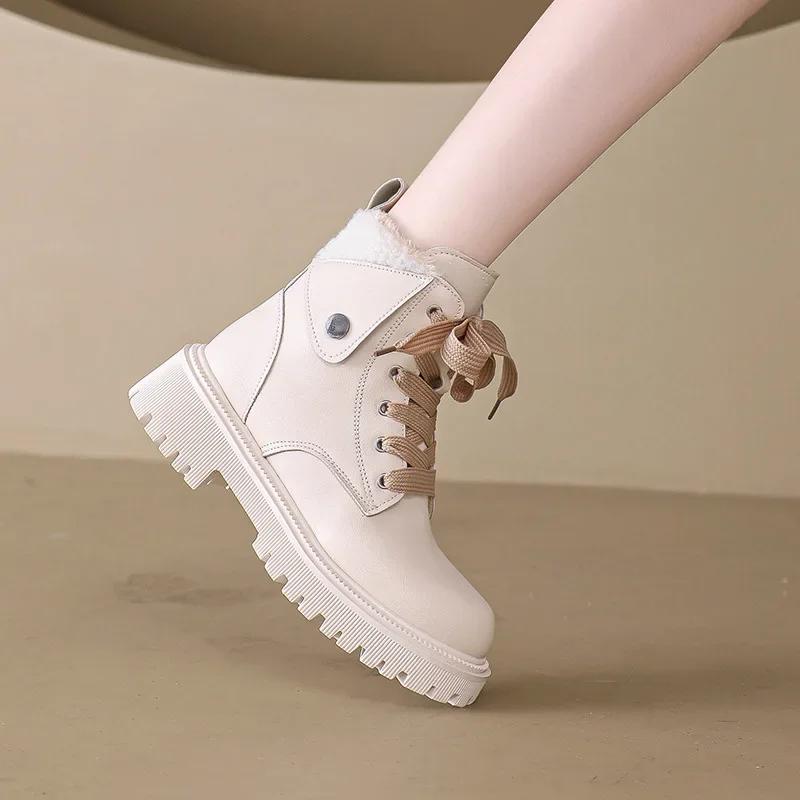 Женские ботильоны модные черные кожаные новые модные панк-обувь женские элегантные ботильоны со шнуровкой и круглым носком Botas De Mujer 2024