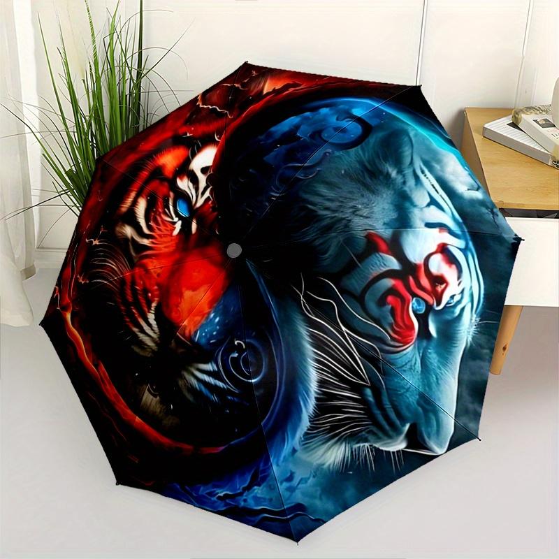 1pc Yin Yang Tiger Automatic Open/CloseUmbrella,Compact Umbrella for Men & Women Day Gift.C091