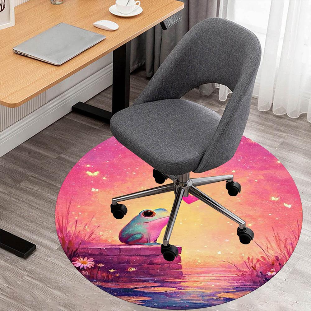 1PC Frog Heart Fantasy Round Chair mat Area Rug - Non-Slip, Floor Mat for Office, Bedroom, home decor Christmas Gift c0528054