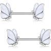 Jewsee Butterfly Nipple Ring Women's Gold Nipple Ring14Gram Nipple Piercing Jewelry Medical Steel Nipple Piercing Nipple Barbell