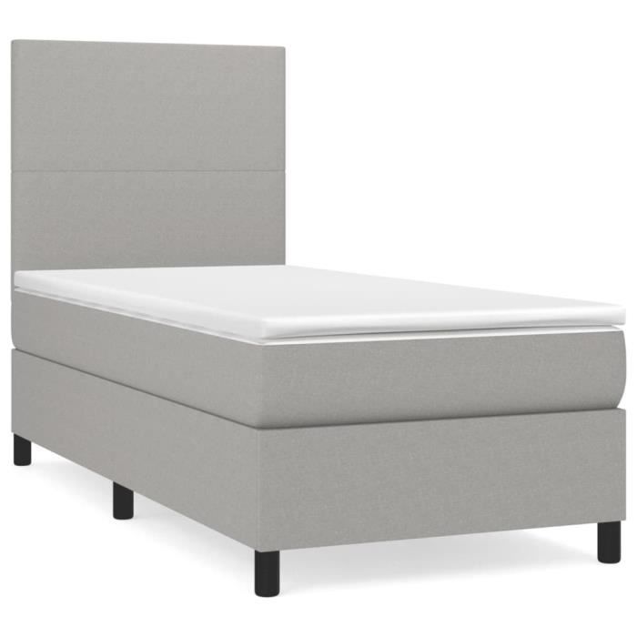 3141577 vidaXL Divan Bed and Mattress Light Grey 90x190 Cm Fabric