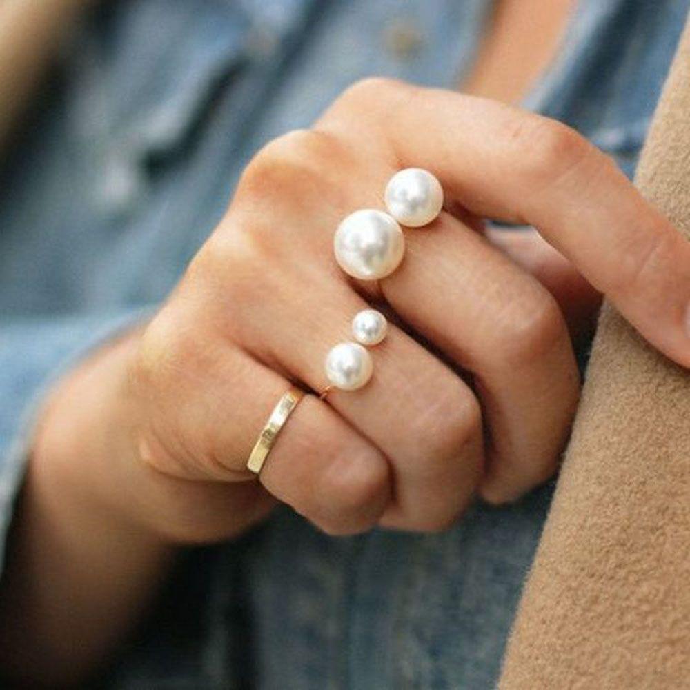 Shoot Party Adjustable Size Imitation Pearl Finger Ring Fashion Accessories Opening Ring Jewelry