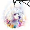 10 Inch Hanging Dog Wind Chime Vibrant Poodle Design with Colorful Flowers 360 Degree Hook Easy Hanging Ideal for Spring Summer Decor