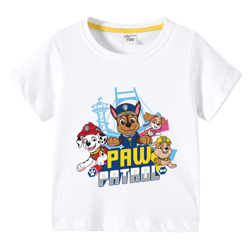 Paw Patrol Kids Clothing Tees Summer Printed Cartoon Fashion Short Sleeve Boys T-shirt Popular Design Children's Tshirt Crewneck