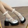 Женские туфли Мэри Джейн на толстом каблуке, весенние туфли-лодочки с круглым носком, туфли на платформе для женщин, женские туфли на каблуке в стиле Лолита