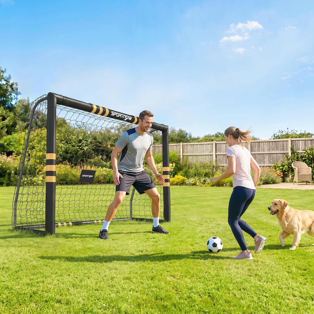 Football Goal, 8 x 5ft Portable Football Net with Ground Stakes