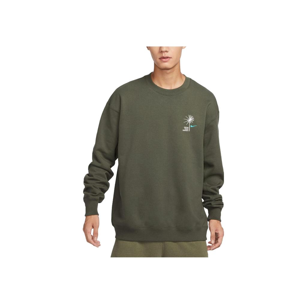 Nike Спортивная одежда, однотонная, с круглым вырезом, повседневная, свободная, с длинным рукавом, мужские топы, хаки-зеленый FV8457-325