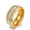 Европейские и американские ювелирные изделия Титановая сталь Полный круг Кольцо с бриллиантовой инкрустацией по окружности Кольцо из 18-каратного золота