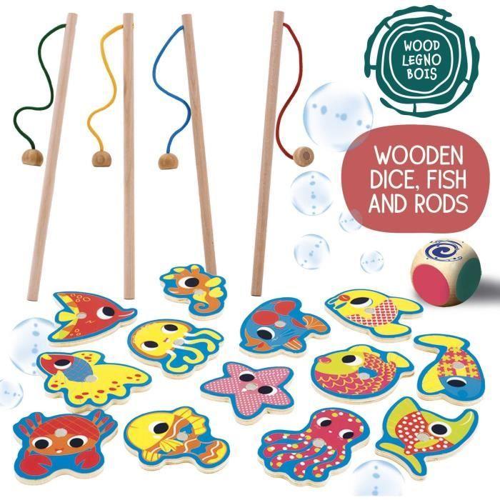 Pêche à la ligne - jeu montessori - montessori bois - pêche magnétique, jeu de patience