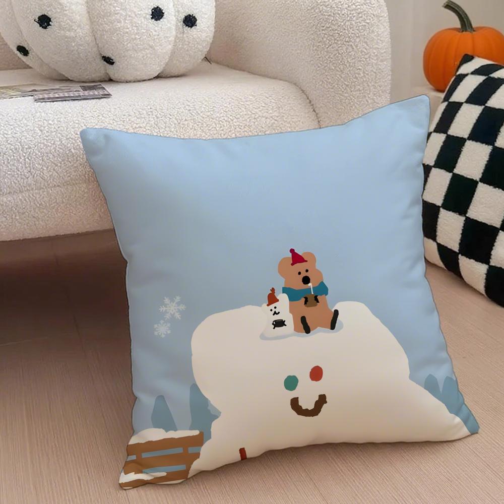 CChristmas snowman bear Cushion Cover Throw Pillow Cover Hidden Button Durable Polyester Chair Cushion