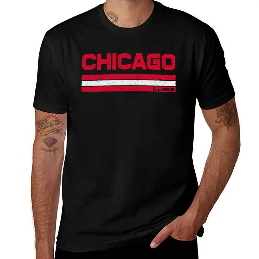 Винтажная футболка Chicago Hockey Basketball с ретро-полосками милые топы быстросохнущие Эстетичная одежда одежда в стиле аниме мужские футболки