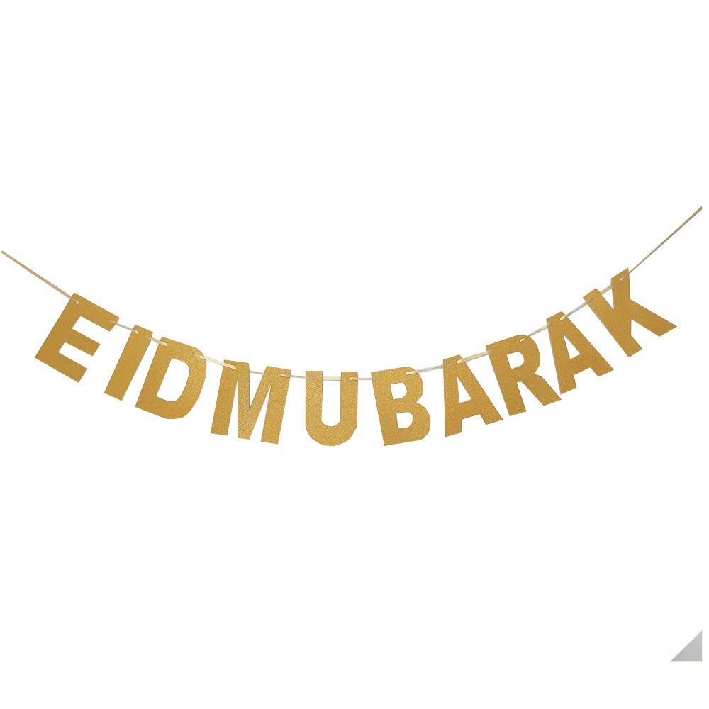 Moon Eid Hanging Ornaments 5m Paper Banner New Eid Mubarak Banner Party Supplies