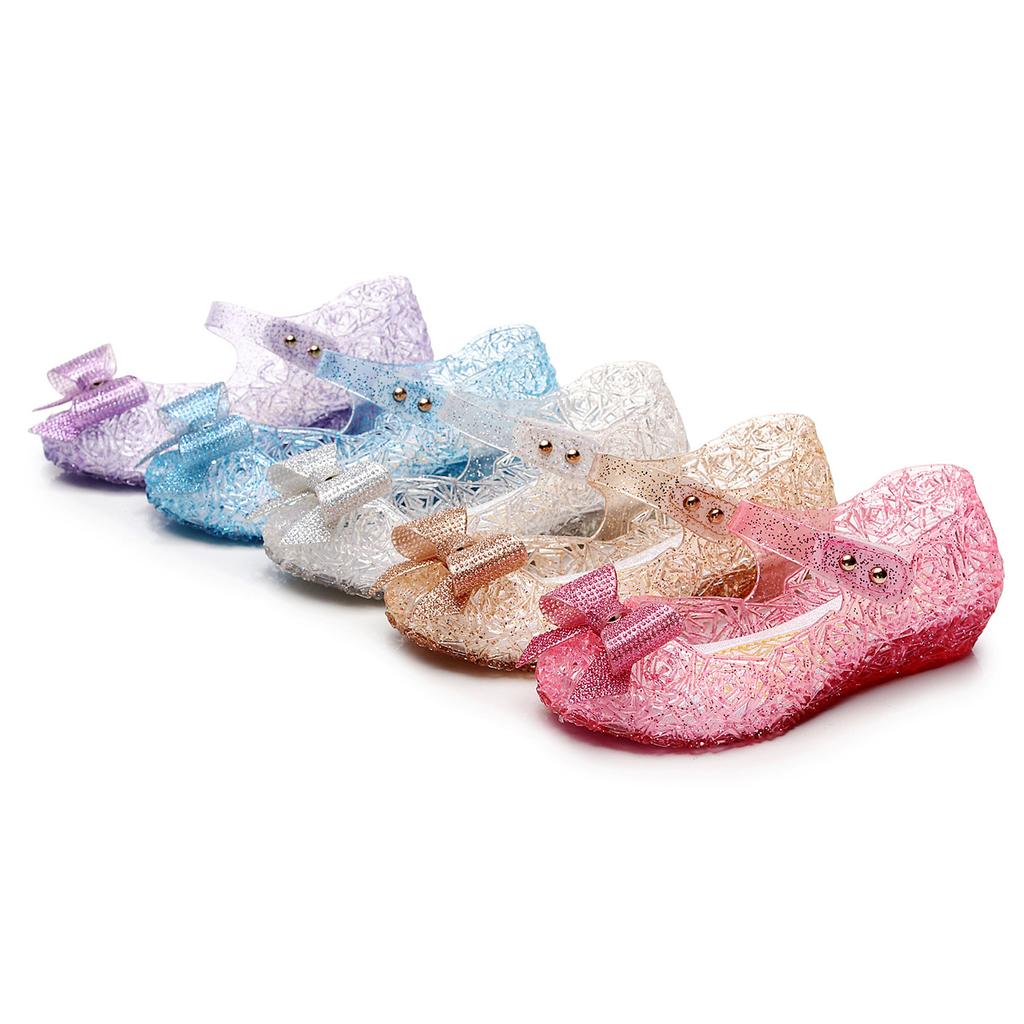 Girls' Sandals Bun Head Bow Princess Jelly Shoes Children's Dance Shoes