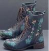 Independent Website Foreign Trade, European and American Retro Printed Embroidered Boots