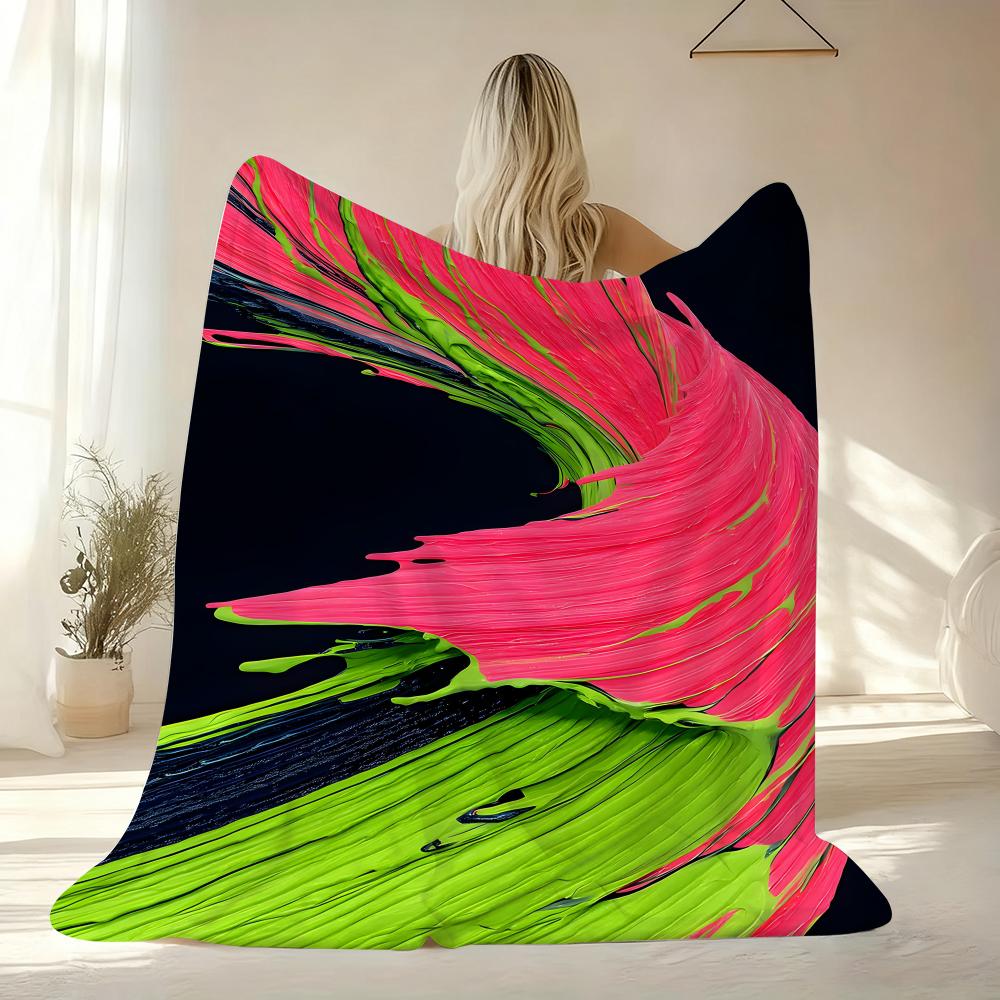 Abstract Paint Swirl Throw Soft Flannel AC Blanket Lightweight Summer Nap Throw Cozy Blanket for Sofa Bed Travel Home
