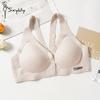 Women's Seamless Bra Deep V Neck Bra Front Button Bra Sports Invisible Push Up Top Women