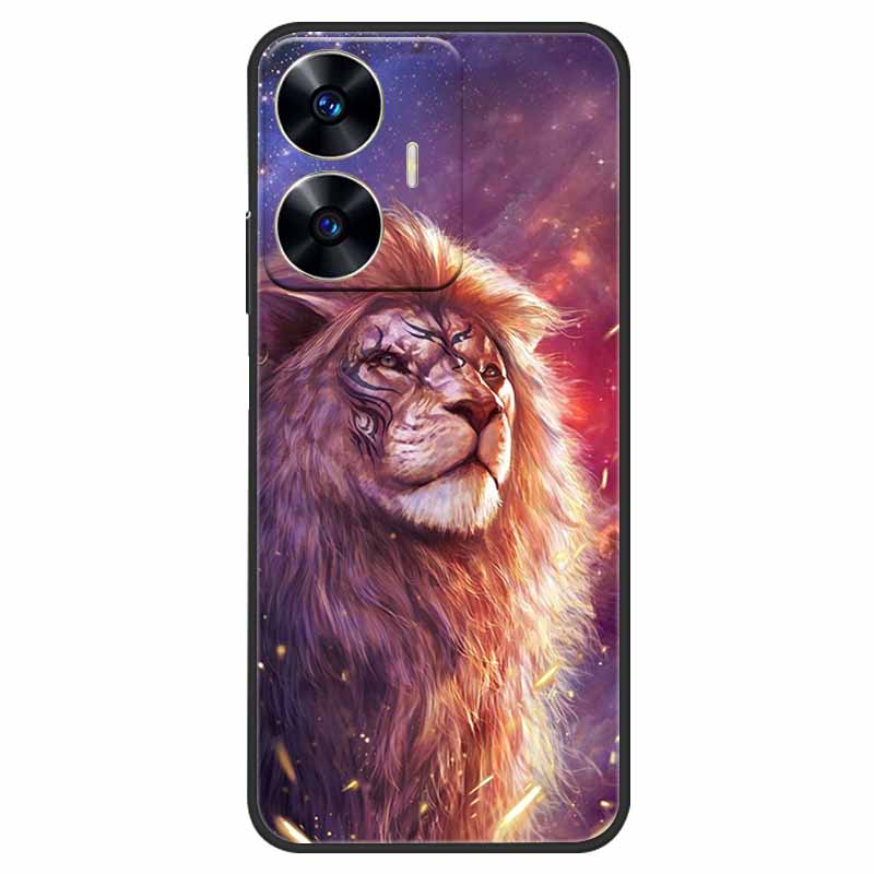 Чехол для телефона Realme C55 Черный Силиконовый Fundas Для Realme C55 RMX3710 ТПУ Мягкая Задняя Панель Coque Звезда Нарисована на RealmeC55 C 55