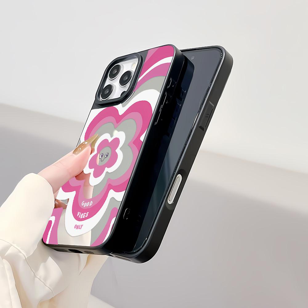 Mirror Phone Case for iPhone 15 11 13 14 for 15 16 Pro Max 12 13 16 Pro Cloud Flower and Animal Cute Style Phone Case