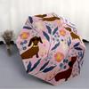 1pc Dachshund Floral Automatic Folding Umbrella - Compact 8-Rib Design, Durable Plastic & Iron, Lightweight for Outdoor Daily Use082