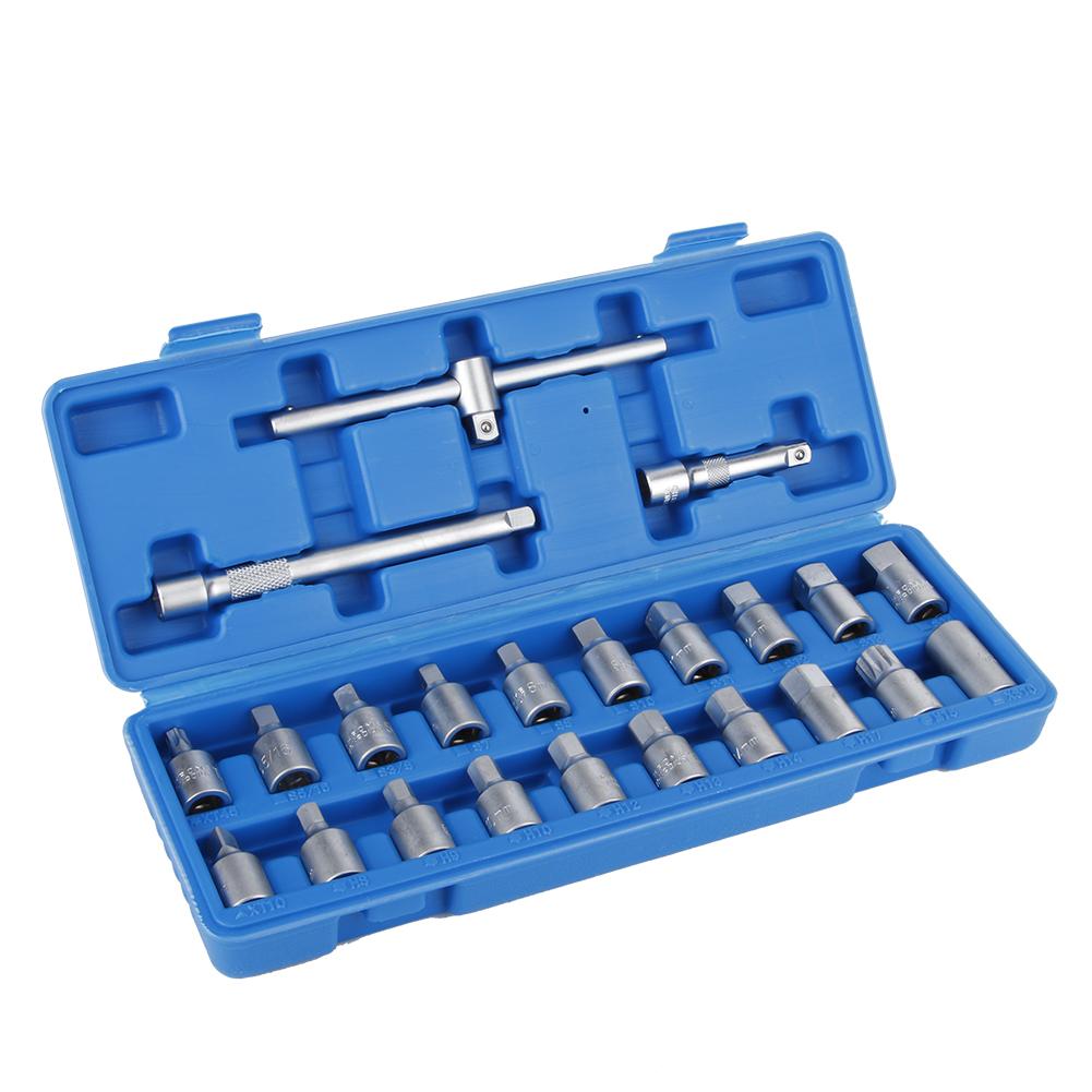 Набор из 23 предметов 3 8 дюймов Сливной поддон Масляный поддон Болт Гильза Гаечный ключ Набор для снятия Инструмент для ремонта автомобиля