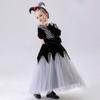 120-150cm Kids Poker Queen Black White Plaid Clown Princess Skirt Halloween Costume