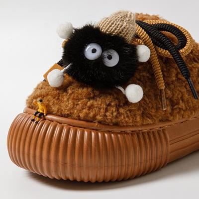 Милые маленькие плюшевые тапочки-брикеты, новые зимние товары можно носить дома на улице, плюшевые тапочки с мягкой подошвой, плюшевые тапочки