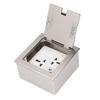 Recessed Floor Outlet Box Water Proof Stainless Steel Flat Socket 16A 2   3 Holes USB   Port Silver