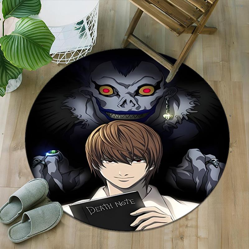 1pc D-Death Note Carpet, Round Rug, Comfortable, Suitable for Entryways, Living Rooms, Office, And Bedrooms, Christmas Decoration