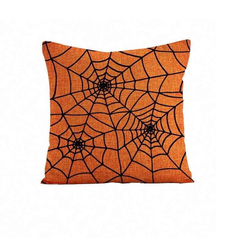 1pc Halloween Witch Ghost Bat Spider Web Decorative Pillowcase, Happy Halloween Linen Sofa Bed Cushion Cover Decoration