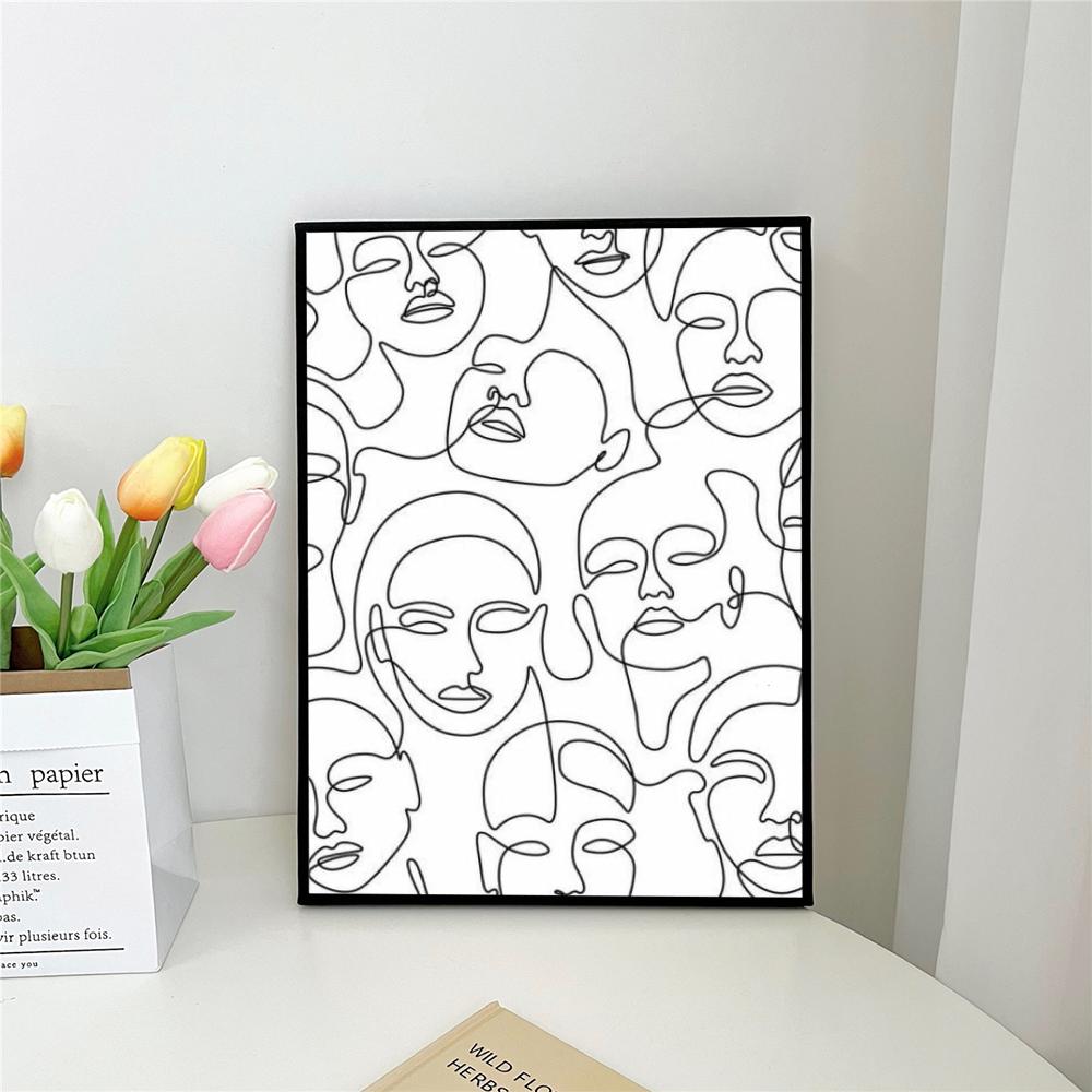1 шт. Абстрактная линия Женское лицо самоклеящийся художественный постер водонепроницаемая бумажная наклейка для кофейни, бара, настенного декора