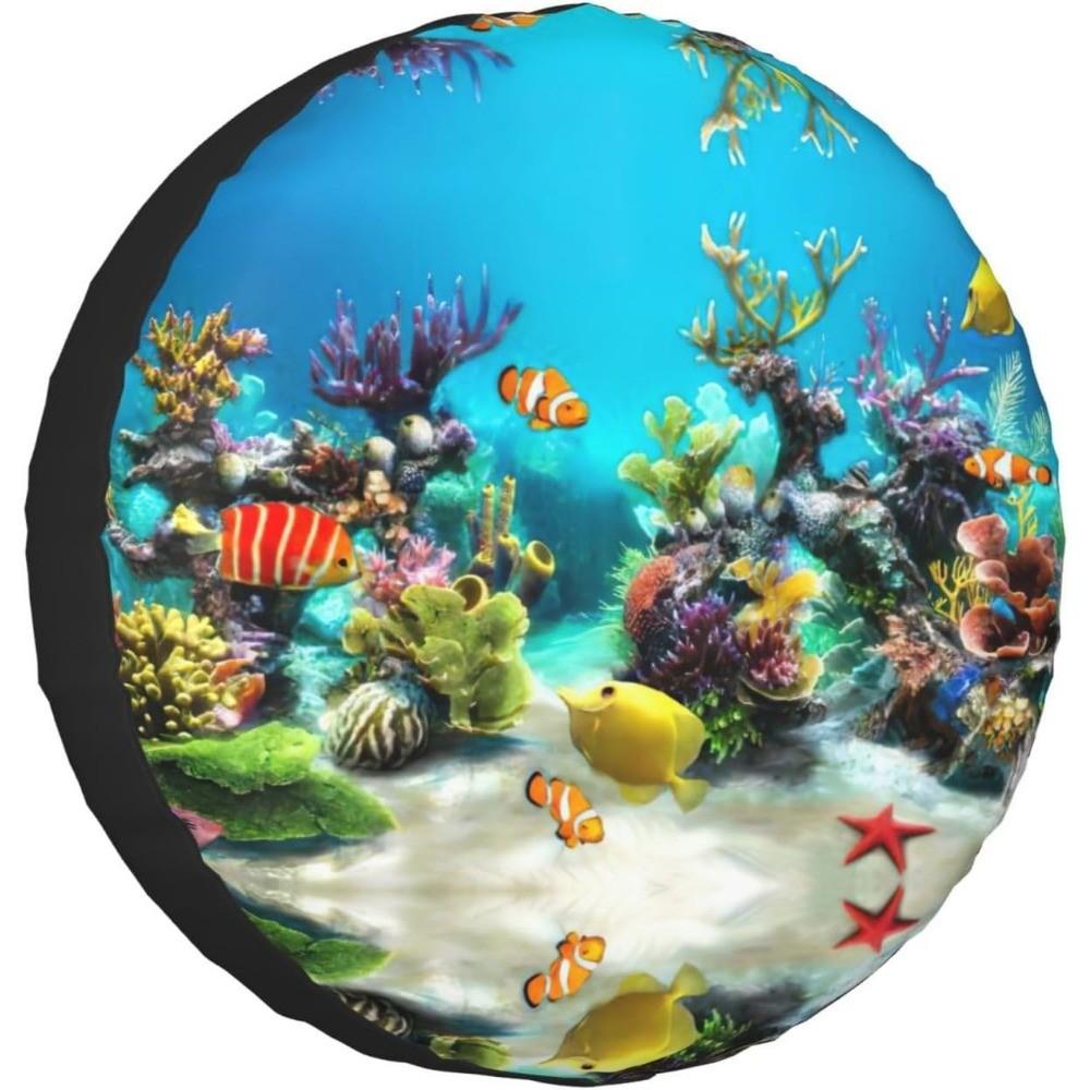 Vibrant Underwater Coral Reef Clownfish Spare Tire Cover Waterproof Dustproof Wheel Protector for SUV Truck