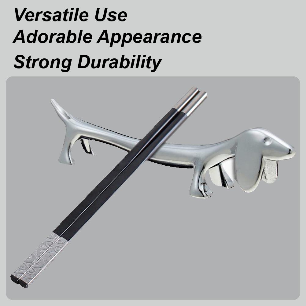 Dachshund Dog Chopstick Holder Stainless Steel Spoon Rest Shelf Fork Storage Rack Dog-Shape Chopsticks Kitchen Utensil Stand