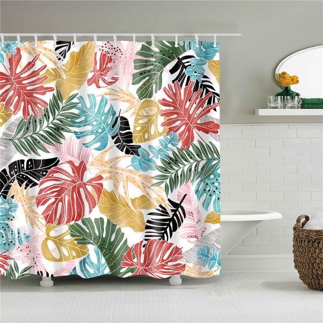 Chinese Style Flower Branch Landscape Shower Curtain 3D Printing Sunflower Bathroom Accessories Sets Waterproof Polyester Screen
