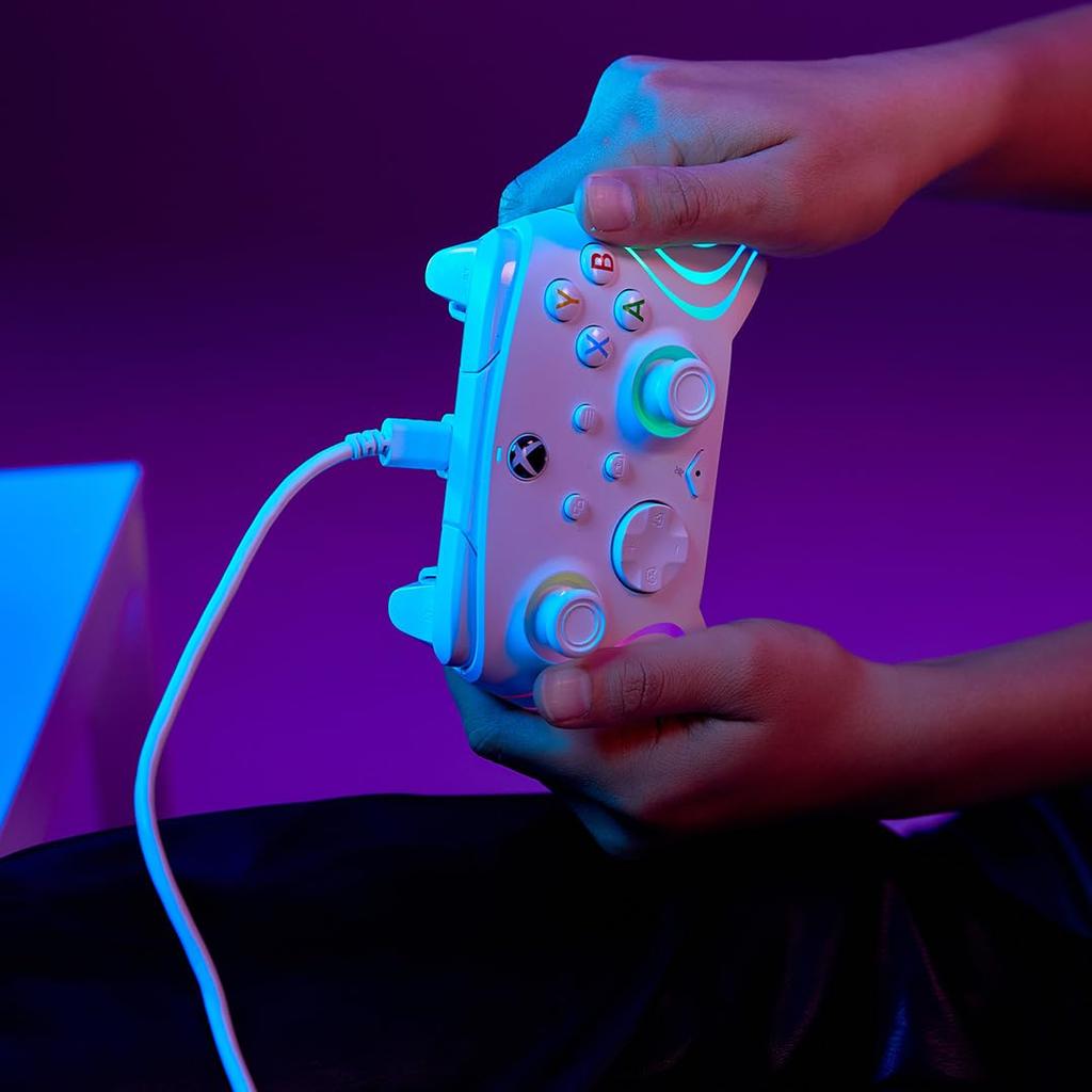 Officially Licensed Xbox PDP by TURTLE BEACH Afterglow Wave LED Wired Controller for Xbox Series X|S and PC - White [Official Japanese Product]