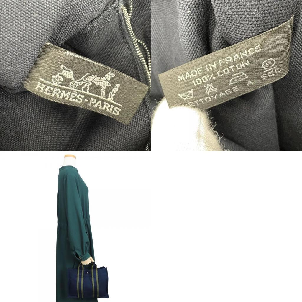 Used HERMES Tote Bag Fool ToePM canvas Navy olive casual