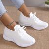 Lucyever Lace Up White Sneakers for Women 2024 Autumn Breathable Knitting Sports Shoes Woman Non-Slip Soft Bottom Socks Shoes