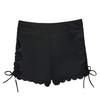 Swimming Trunks with Side Slit Adjustable Drawstring Belt Pleated Solid Color High Waist Swimming Shorts