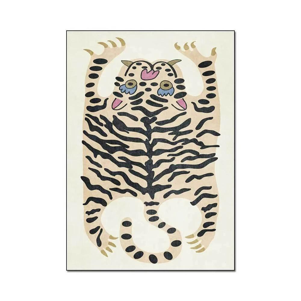 Stylish Animal Print Area Rug Pink Leopard Boho Carpet for Bedroom Living Room Decor Lounge Anti-slip Area Floor Mat Doormat