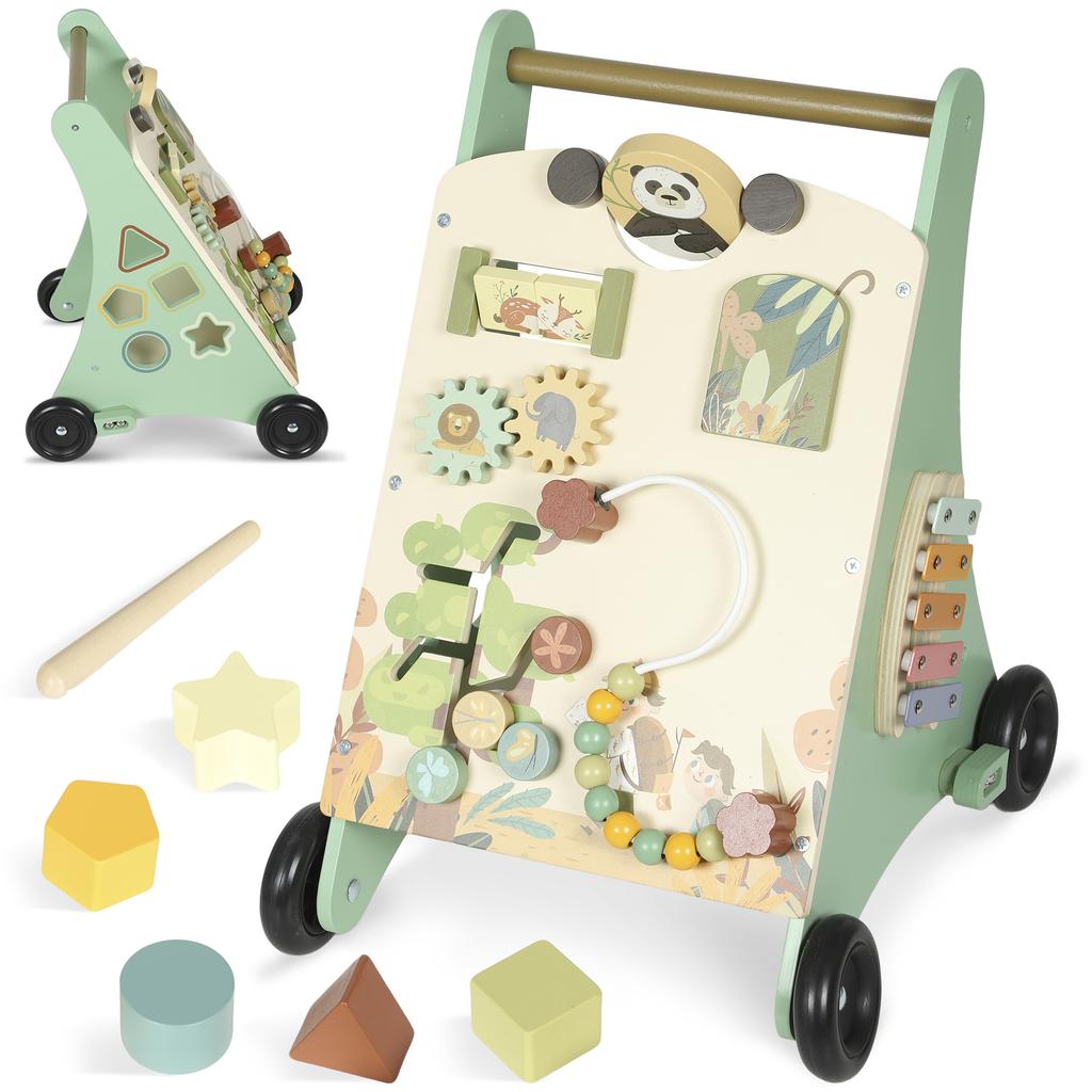 Wooden Baby Walker, Beads, 18+ Months, Green