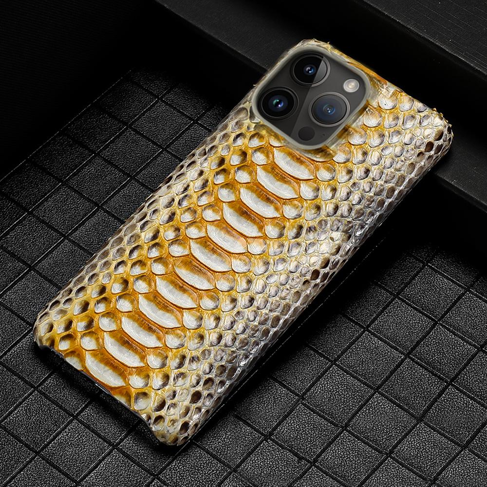 Роскошный чехол для телефона iPhone 17 Air 16 15 11 12 13 14 Pro Max Plus 17Pro 16Pro Max 100% Натуральная Кожа Питона Задняя Крышка