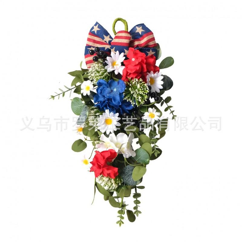4th Of July Wreath Door Hanging Decoration With USA Flag Patriotic Party Home Outdoor Festive Display