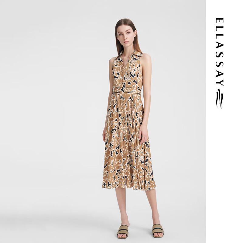 ELLASSAY Spring Elastic Waist Halter Midi Dress for Women