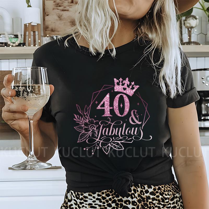 Женская футболка 40th Fabulous Tees Женская футболка для вечеринки в честь 40-летия королевы Модные графические топы Повседневная эстетичная женская одежда